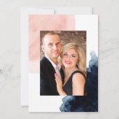 Save The Date Mariage photo géométrique à l'aquarelle bleu marin (Dos)