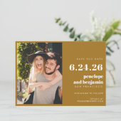Save The Date Mariage photo géométrique chic Elegant Gold Bold (Debout devant)