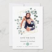 Save The Date Mariage photo géométrique Eucalyptus (Devant)