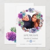 Save The Date Mariage photo géométrique rose Gold et Blush (Devant / Derrière)