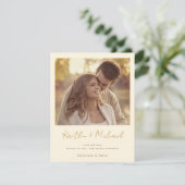 Save The Date Mariage photo Gold & Cream Modern Handwriting (Debout devant)