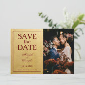 Save The Date Mariage photo Gold et Bourgogne (Debout devant)