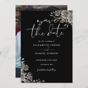 Save The Date Mariage photo gothique noir et blanc