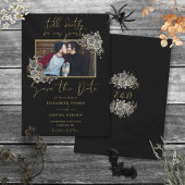 Save The Date Mariage photo gothique noir et or