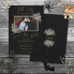 Save The Date Mariage photo gothique noir et or