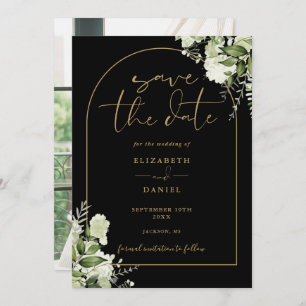 Save The Date Mariage photo Greenery Black Gold Arch