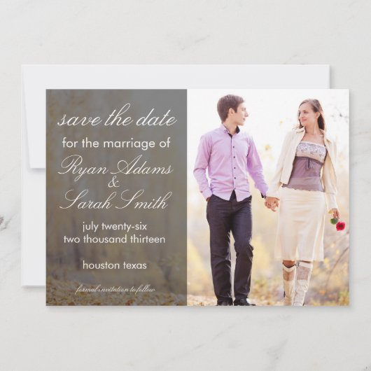 Save The Date Mariage Photo Grey Enregistrer la date (Dos)