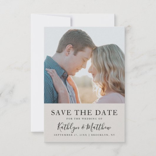 Save The Date Mariage photo gris moderne (Devant)