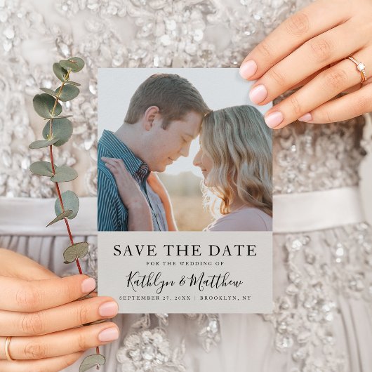 Save The Date Mariage photo gris moderne