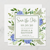 Save The Date Mariage Photo Hydrangea Bleue (Devant / Derrière)