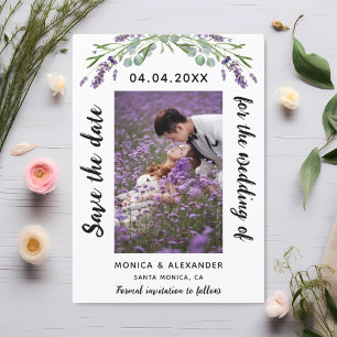 Save The Date Mariage photo Lavender eucalyptus Enregistrer la d