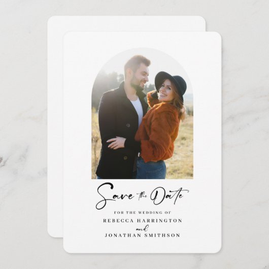 Save The Date Mariage photo minimal Arc Enregistrer La Date (Devant / Derrière)