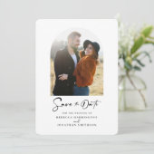 Save The Date Mariage photo minimal Arc Enregistrer La Date (Debout devant)