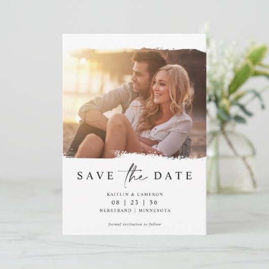 Save The Date Mariage photo minimal moderne Enregistrer la date (Debout devant)