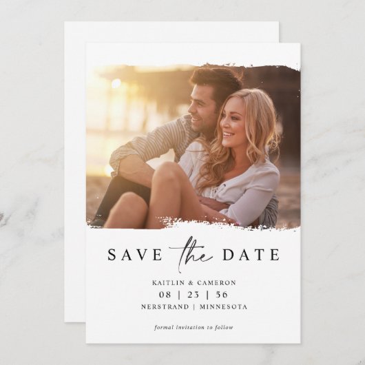 Save The Date Mariage photo minimal moderne Enregistrer la date (Devant / Derrière)