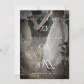 Save The Date Mariage photo minimal rouge Crimson blanc (Devant)