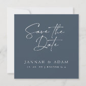 Save The Date Mariage photo minimal Royal Blue Opulence Script (Devant)