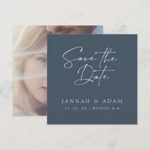 Save The Date Mariage photo minimal Royal Blue Opulence Script