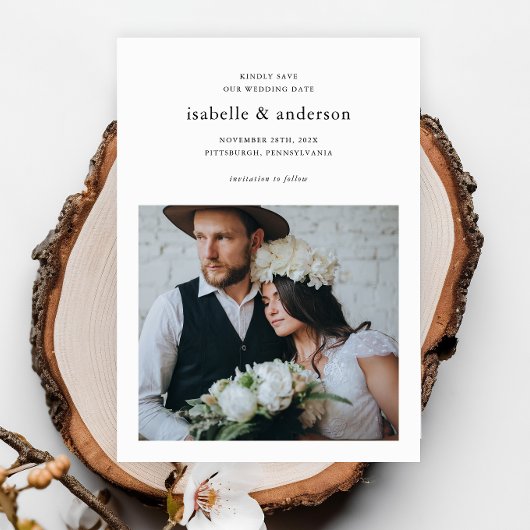 Save The Date Mariage photo minimal simple à deux