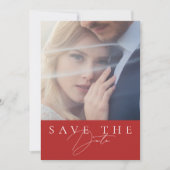 Save The Date Mariage photo minimaliste Crimson rouge (Devant)