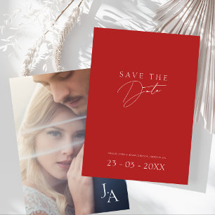 Save The Date Mariage photo minimaliste Crimson rouge