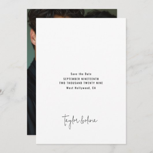 Save The Date Mariage photo minimaliste de script (Devant / Derrière)