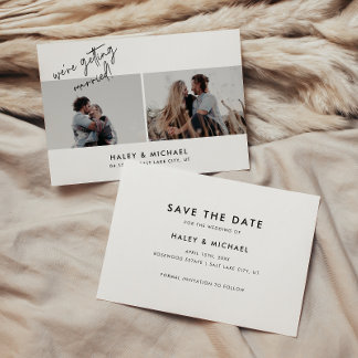 Save The Date Mariage photo minimaliste en blanc Script 2