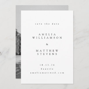 Save The Date Mariage photo minimaliste en noir et blanc