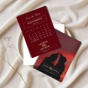 Save The Date Mariage photo minimaliste moderne et rouge