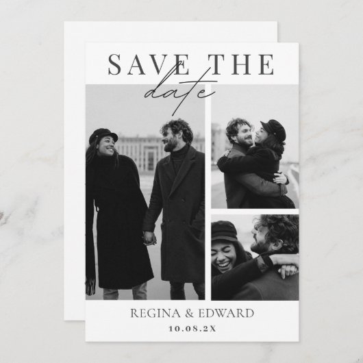 Save The Date Mariage photo minimaliste moderne monochrome (Devant / Derrière)