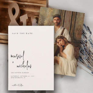 Save The Date Mariage Photo Minimaliste Moderne Neutre