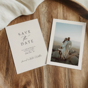 Save The Date Mariage photo minimaliste moderne noir et ivoire