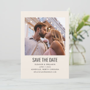 Save The Date Mariage photo minimaliste moderne noir ivoire