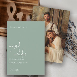 Save The Date Mariage photo minimaliste moderne Sage
