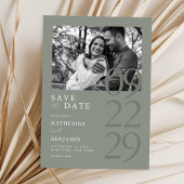 Save The Date Mariage photo minimaliste moderne Sage Vert