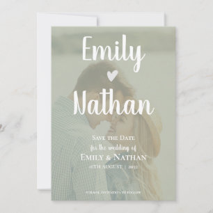 Save The Date Mariage photo minimaliste Sage Green Faux Vellum