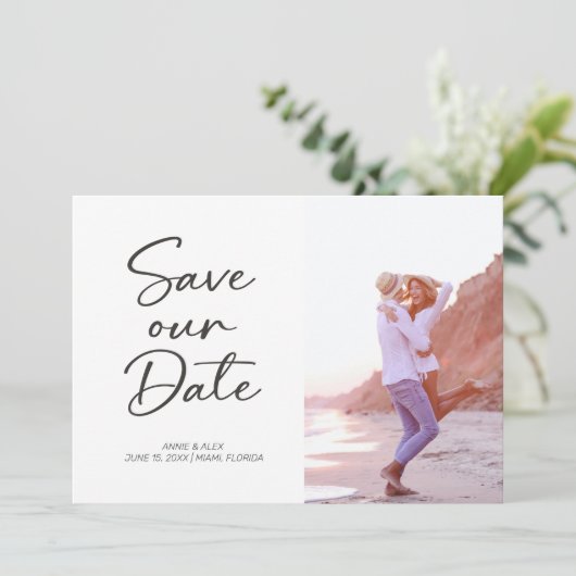Save The Date Mariage photo Modern Brush Script 2 (Debout devant)