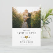 Save The Date Mariage photo Modern Gold Heart (Debout devant)