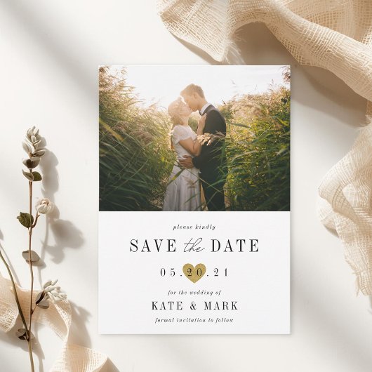 Save The Date Mariage photo Modern Gold Heart