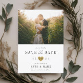 Save The Date Mariage photo Modern Gold Heart