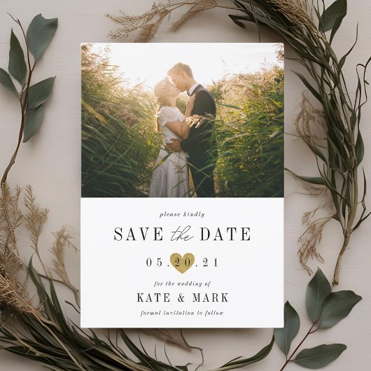 Save The Date Mariage photo Modern Gold Heart