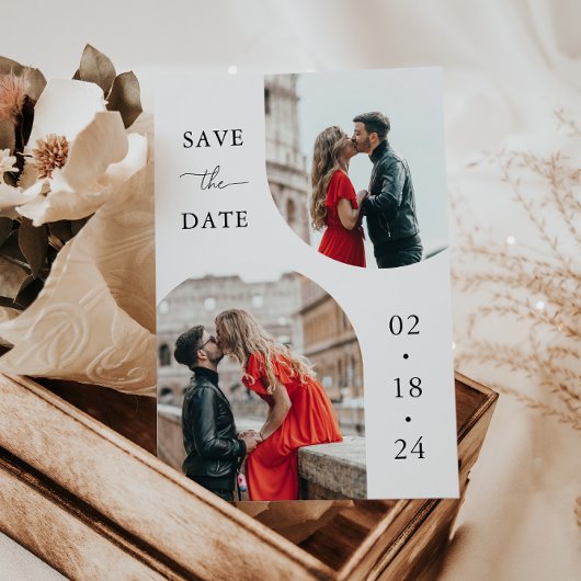 Save The Date Mariage photo Modern White Script 2