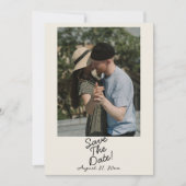 Save The Date Mariage photo moderne Black Cream Whimsical Retro (Devant)