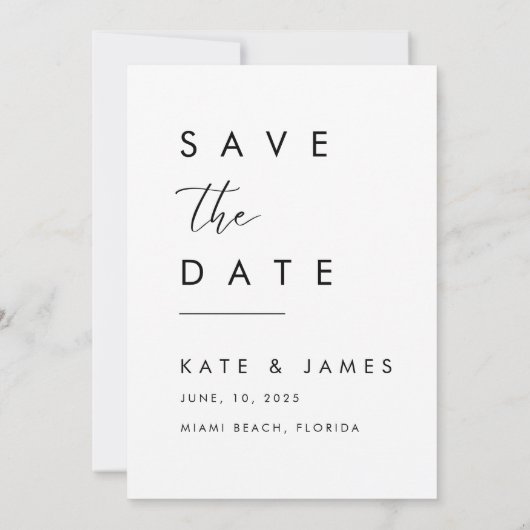 Save The Date Mariage photo moderne blanc élégant (Dos)