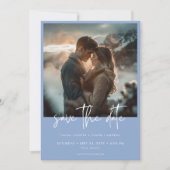Save The Date Mariage photo moderne bleu poussiéreux minimal (Devant)