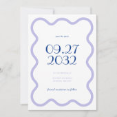 Save The Date Mariage photo moderne Blue Lavender Wave Scallop (Devant)