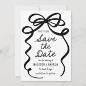 Save The Date Mariage photo moderne Bold Black Bow (Devant)