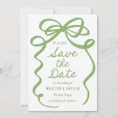Save The Date Mariage photo moderne Bold Green Bow (Devant)