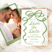 Save The Date Mariage photo moderne Bold Green Bow