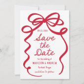 Save The Date Mariage photo moderne Bold Red Bow (Devant)